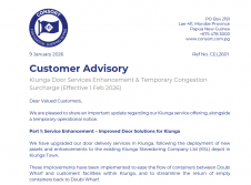 Kiunga Door Service Enhancement & Temporary Congestion Surcharge