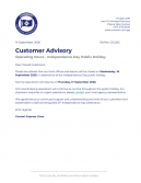 Operating Hours - Independence Day Public Holiday